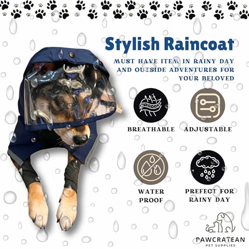 Dog Raincoat, Water Resistant, Adjustable, Cool Design (Dark Blue, X-Small) - color: Dark Blue, size: X-Small