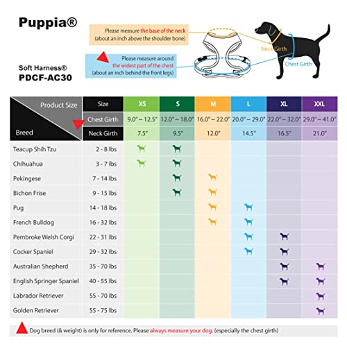 Puppia Soft Dog Harness No Choke Over-The-Head Triple Layered Breathable Mesh Adjustable Chest Belt and Quick-Release Buckle, Black, Small (Pack of 2) - color: Black, size: Small (Pack of 2)
