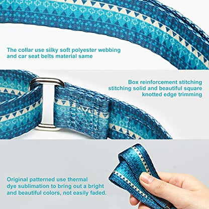 Martingale Dog Collar No Pull Pet Collar Heavy Duty Dog Martingale Collars Silky with Unique Geometric Pattern for Medium and Large Dogs (Large, Turquoise) - color: Turquoise, size: Large: 17"-25", 1" Wide