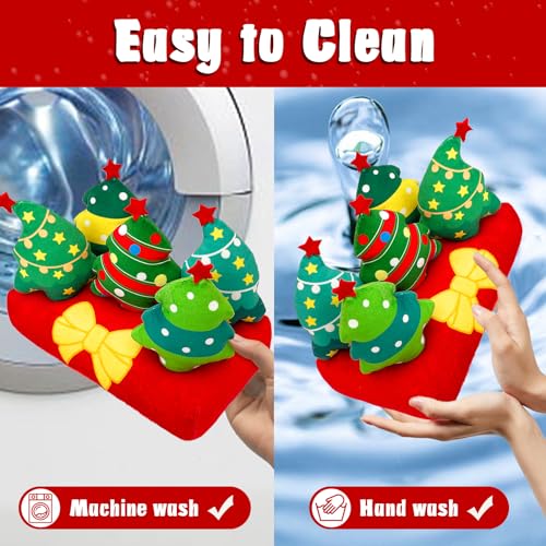 Christmas Hide and Seek Dog Toys, Squeaky Interactive Puzzle Dog Toys for Boredom and Stimulation, Dog Enrichment Toys for Small and Medium Dogs (Christmas Trees, Pack of 6) - style: O-Christmas Tree
