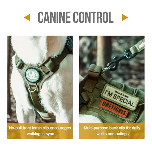 OneTigris Tactical Dog Harness Vest,No-Pull Service Dog Vest with Hook & Loop Panels,Adjustable Dog Vest Harness for Walking Hiking Training(Green,XXS) - color: Green, size: XX-Small