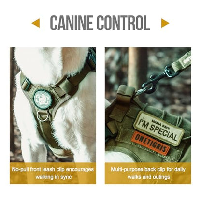 OneTigris Tactical Dog Harness Vest,No-Pull Service Dog Vest with Hook & Loop Panels,Adjustable Dog Vest Harness for Walking Hiking Training(Green,XXS) - color: Green, size: XX-Small