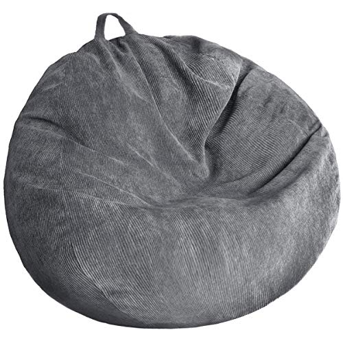 Stuffed Animal Storage Bean Bag Chair Cover (No Filler) Washable Ultra Soft Corduroy Bean Bag Cover for Organizing Plush Toys or Textile, Sack Bean Bag for Adults, Teens - color: Gray, size: S for Kids