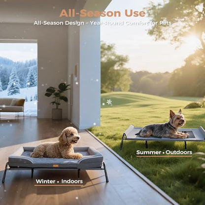 Raised Dog Bed for Small Dogs, Waterproof Elevated Dog Cot, Outdoor Cooling Pet Bed - size: 32"L x 25"W x 7"Th
