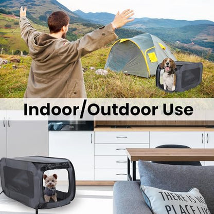 Beatrice Home Fashions Portable, Collapsible, Pop Up Kennel Travel Cat and Dog Crate, 24" L x 16.6" W x 16" H, Black - color: Black, size: 24.0"L x 16.6"W x 16.0"H