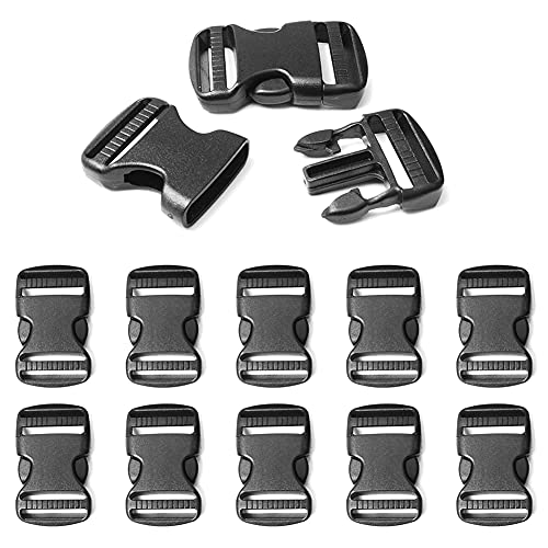 CooBigo 10 Pack Plastic 3/4" Side Release Buckle Dual Adjustable Outdoor Camping Tactical Backpack Belt Strap Webbing Bag Hardware Accessories 3/4" Dual Release Buckles Black - color: A#: 3/4"(10pcs)