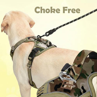 Funfox Dog Harness No Pull, Adjustable Pet Vest Harness, Super Soft Material with Vertical Handle Easy Control, Reflective Night Walking, 2 Leash Clips for Small Sized Dogs, Camo Green, S - color: Camo Green, size: Small