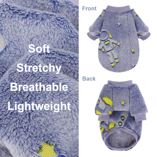 Small Dog Sweater Night Glow Fleece Dog Clothes for Small Dogs Girl Boy, Warm Pullover Doggy Sweatshirt, Winter Pet Coat Jacket Cat Costume, Puppy Outfit Female Male, Blue, XXS - color: Night Glow Blue, size: XX-Small (Chest 11in )