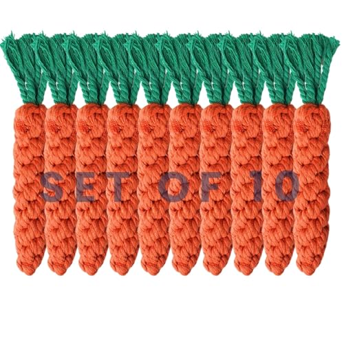 2ME 10 PCS Carrot Dog Rope Toys for Dogs, Durable Chew Toys for Aggressive Chewers, Entertainment & Interaction, Teeth Cleaning and Chewing, All-Cotton - size: 10-Pack