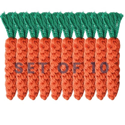 2ME 10 PCS Carrot Dog Rope Toys for Dogs, Durable Chew Toys for Aggressive Chewers, Entertainment & Interaction, Teeth Cleaning and Chewing, All-Cotton - size: 10-Pack