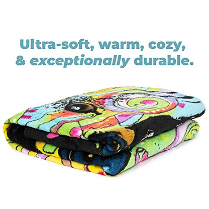 Dawhud Direct 50 x 60 Inch Pitbull Fleece Blanket Throw with Dean Russo Dog Art - Soft and Colorful Pitbull Blankets for Adults, Kids, Bed Couch Sofa Travel - Thoughtful Gift for Dog Lovers - color: Dean Russo Beware of Pit Bulls They Will Steal Your Hear