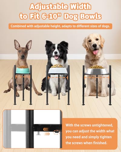 Adjustable Elevated Dog Bowls, Single Dog Food Bowl Stand, Wide 6-10”, 4 Heights Tall Raised Dogs Bowl Holder Water Feeder for Small Medium,Large Breed(3 Feet Normal, Stand Only) - color: 3feet-normal