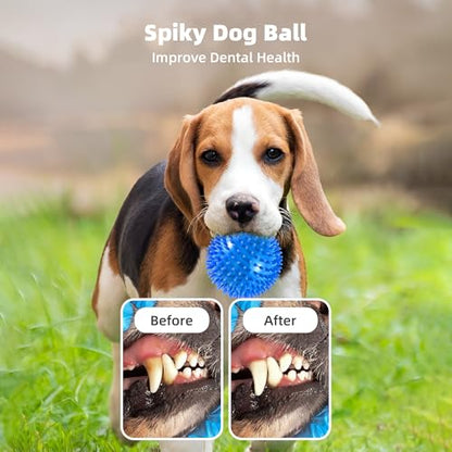 4 Pack 4.5” Squeaky Dog Balls for Large and Medium Dogs, Spiky Dog Toy Balls for Aggressive Chewers - color: Large Set of 4