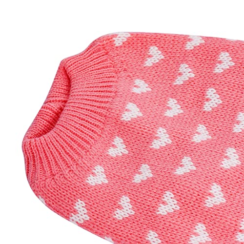 Dxhycc Dog Knitted Sweater Heart Puppy Sweater Warm Soft Pet Holiday Clothes for Small Cats and Dogs (Pink, S) - color: Pink, size: Small