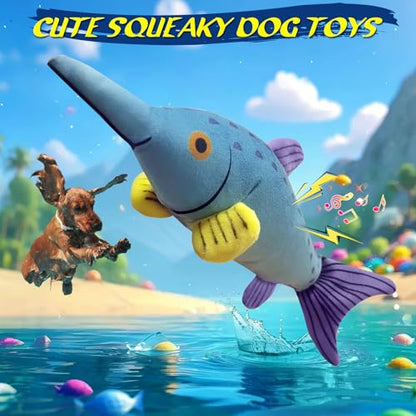 Fuufome Large Squeaky Dog Chew Toy, Ideal Dog Toys for Chewers, for Small and Medium Breed Puppies or Dogs - color: Light blue