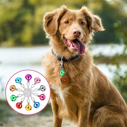 COMNICO 10 pcs Pet Bells for Dog Cat Collar, Metal Round Collar Charms Loud Crisp Sound with Clasps, Kitten Small Animal Pendant Accessories, Christmas Decoration Jingle Bell(Colourful)
