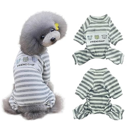 Dogs PJS Clothes for Small Dogs Girl Puppy Pajamas Long Sleeved Onesies Warm Coats Jumpers Outfits - color: GREY, size: XXL(Back15.7", Weight13.5-19 lbs)