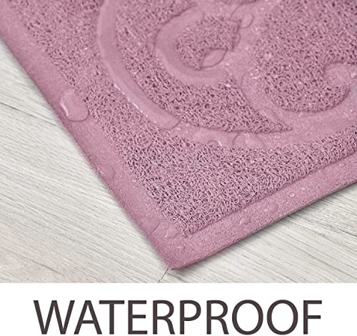 PetLike Cat Litter Box Mat, Thick Kitty Litter Trapping Mat, Durable,Waterproof &Washable with Non-Slip Backing, Soft on Kitty Paws and Easy to Clean, BPA Free - color: Pink, size: 35x24