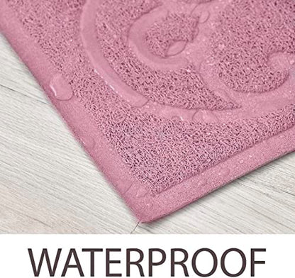 PetLike Cat Litter Box Mat, Thick Kitty Litter Trapping Mat, Durable,Waterproof &Washable with Non-Slip Backing, Soft on Kitty Paws and Easy to Clean, BPA Free - color: Pink, size: 35x24