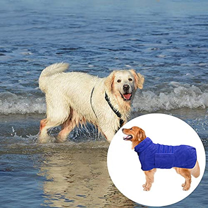 Geyecete Pineapple Grid Fast Drying Super Absorbent Dog Cat Bath Robe Towel - Blue, S - color: Blue(Pineapple grid), size: Small