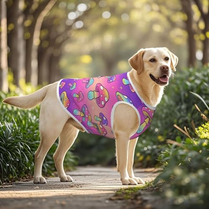 SWEET TANG Dog Shirts Cooling Quick Dry Summer Dog Clothes for Medium Large Dogs, Lightweight Breathable Cooling T-Shirt Cool Magic Hippie Mushroom, 3X-Large - color: Pattern (119), size: 3X-Large