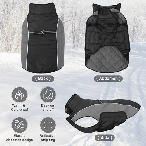 Dog Coat, Water-Resistant Dog Clothes, Warm Fleece Lining Dogs Coats, Winter Windproof Dogs Jackets with Reflective, Pet Vest for Small Medium Large Pets - 1 PCS - color: Medium Gray, size: S ( 7-15 LB | 12.59"Neck Girth )