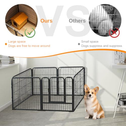 Dog Playpen for Indoor & Outdoor, 6 Panels Heavy Duty Dog Playpen, Foldable Metal Pet Play Pen Exercise Pen, Stainless Steel Pet Fence Barrier for Dog Cat Rabbit Indoor Outdoor Home Yard