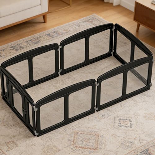 Clear Acrylic Dog Playpen Indoor, Height 24 inch, 4 Panels for Small and Puppy Dogs, Black - color: Black