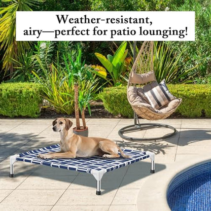 Elevated Dog Bed - Soft Comfortable Fabric, Easy to Clean, Stainless Steel Frame, Raised Design for Air Circulation, Durable Pet Cot for Medium Dogs, Breathable & Stable Pet Bed - size: M