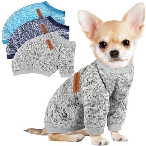 3 Pack Dog Sweaters for Small Dogs Girl Boy Winter Fleece Clothes Warm Soft Dog Sweatshirt Outfit for Dogs Cats Pet Apparel - color: Navy Blue+Grey+Light Blue, size: XL (Back: 17.7", Chest: 22.8", 18-22 lbs)