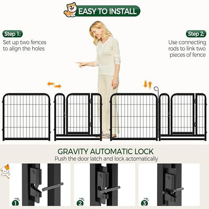 Yaheetech Dog Playpen Outdoor, 24 inch 8 Panels Dog Pen Indoor Heavy Duty Puppy Exercise Pen Metal Pet Fence for RV Camping/Yard/Garden - size: 24"
