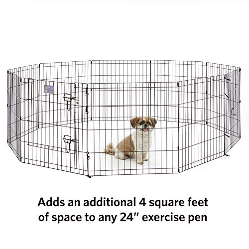 MidWest Homes for Pets Universal Pet Playpen 2-Panel Extension Kit | Fits Metal 24-Inch Dog Pens | Kit Measures 24H x 47.50W Inches| Includes 4 Thumb Snaps, 2 Ground Stakes - color: Black, size: 24H-Inch Pen Extension Panel