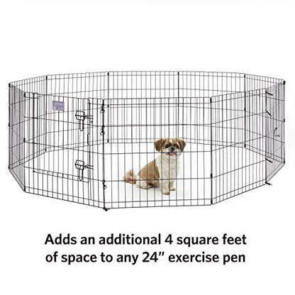 MidWest Homes for Pets Universal Pet Playpen 2-Panel Extension Kit | Fits Metal 24-Inch Dog Pens | Kit Measures 24H x 47.50W Inches| Includes 4 Thumb Snaps, 2 Ground Stakes - color: Black, size: 24H-Inch Pen Extension Panel