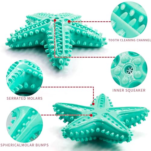 LiuMelinda Dog Chew Toys for Aggressive-Chewers - Indestructible Dog Toy for Aggressive Chewer，Tough Chew Toys for Dogs （Rubber Blue-Starfish） - color: 05-Blue-Starfish