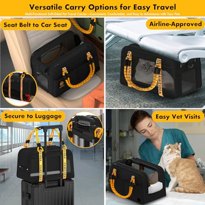 PAWZIDEA Center Console Dog Car Seat, Enclosed Small Dog Armrest Booster Carseat, Secure Straps &Anti Slip, Portable TSA Approved Puppy Pet Carrier Soft-Sided, Removable Pillow Storage Pocket, up 12lb - color: Black Warrior