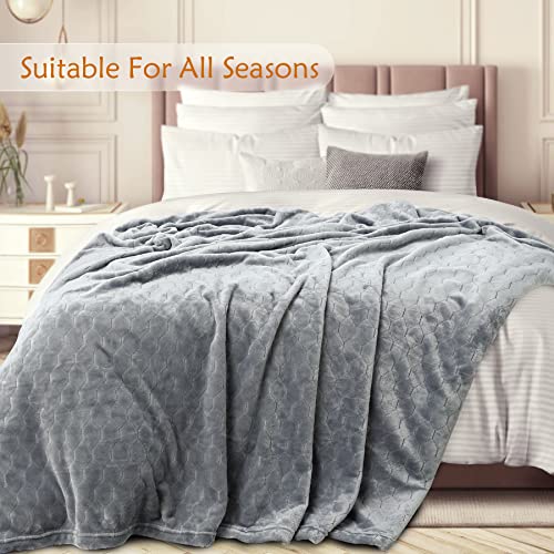 TOONOW Fleece Blanket Super Soft Cozy Throw Blanket 50" x 60", Lightweight Fuzzy Comfy Textured Flannel Blanket Warm Plush Throw Blankets for Couch, Sofa, Bed, Light Grey - color: Light Grey, size: Throw-50" x 60"