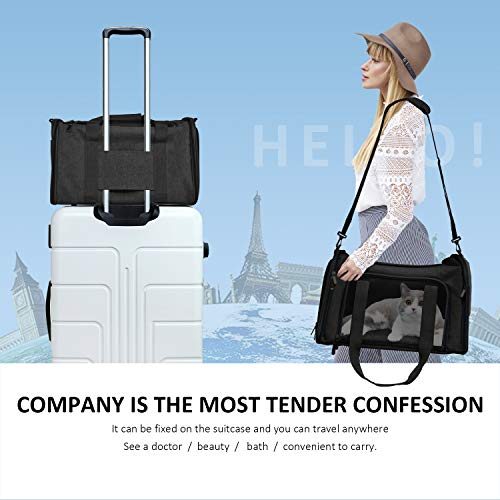 Henkelion Cat Carriers Dog Carrier Pet Carrier for Small / Medium Cats Dogs Puppies (Up To 15lbs), TSA Airline Approved Small Dog Carrier Soft Sided, Collapsible Waterproof Travel Puppy Carrier -Black - color: Black, size: 17.0"L x 11.0"W x 11.0"H
