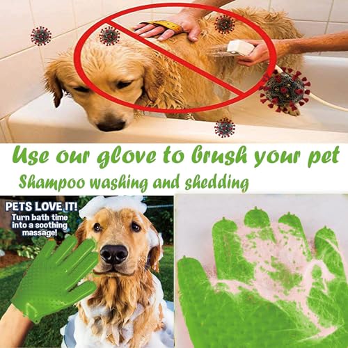 YOFANG Double-Side Pet Grooming Gloves for Cats & Dogs, Silicone Pet Hair Removal Glove for Bathing, Shedding & Massage, Gentle Cat & Dog Grooming Glove for Long & Short Hair Pets