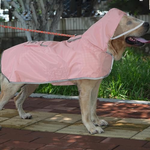 Dog Raincoat Reversible,Waterproof Dog Rain Coat Hooded Slicker Poncho with Reflective Strip, Plaid Double Layer Rain Jacket for Small Medium Large Dogs (Pink, Medium(13-22lb)) - color: Pink, size: Medium(13-22lb)