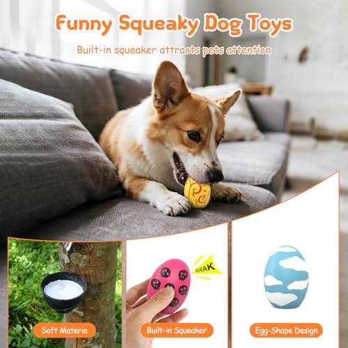 Squeaky Dog Toys, Soft Chewing Dog Balls, 6 Pcs Interactive Squeak Fetch Playing Pet Toy, Durable Bouncing Toys to Keep Them Busy, 2.6" Egg Ball for Puppies Small Breeds - style: 6 Pack