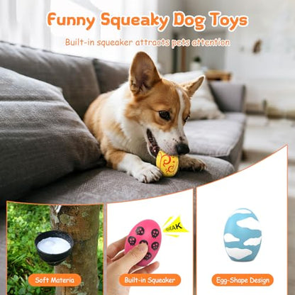 Squeaky Dog Toys, Soft Chewing Dog Balls, 6 Pcs Interactive Squeak Fetch Playing Pet Toy, Durable Bouncing Toys to Keep Them Busy, 2.6" Egg Ball for Puppies Small Breeds - style: 6 Pack