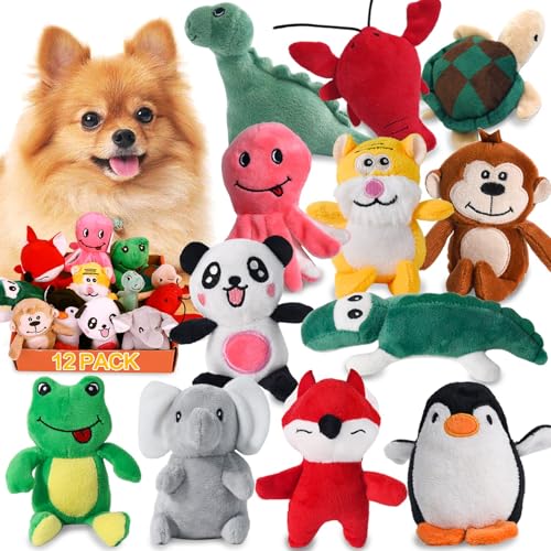 LEGEND SANDY Squeaky Dog Toys for Puppy Small Medium Dogs, Stuffed Samll Dog Toys Bulk with Plush Pet Doggie Toy Set, Cute Safe Pet Chew 12 Pack for Puppies Teething - color: 12 pack