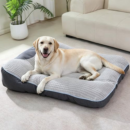 Extra Thick Orthopedic Big Dog Bed - Comfortable Flat Pet Bed for Large Dogs Up to 90 lbs, Reasonable Curves Pad with Non-Slip Bottom & Room to Move Freely (Grey, 39" L x 30" W x 8" Th) - size: L(39" L x 30" W x 8" Th)