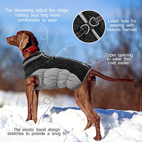 FUAMEY Dog Coat for Small Dogs,Waterproof Dog Winter Jacket with Harness Built in Puppy Cold Weather Coats Reflective Pet Vest with Zipper Warm Fleece Dogs Snowsuit Windproof Black XS - color: Black, size: XS(chest:14in)