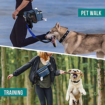 PetAmi Dog Fanny Pack, Treat Pouch for Dog Walking, Training, Built in Poop Bag Dispenser, Water Bottle Holder, Collapsible Bowl, Pet Treat Waist Belt for Hiking, Running, Kibbles (Navy Blue) - color: Navy Blue