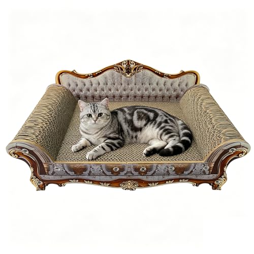 Luxury Cardboard Cat Scratcher Sofa Bed, Couch Shaped Cat Scratching Board, Scratch Lounge with Catnip, Scratcher for Indoor Cats Kittens Kitties Grey - color: Retro Baroque