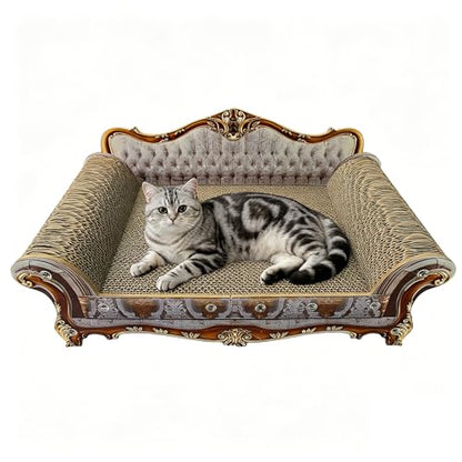 Luxury Cardboard Cat Scratcher Sofa Bed, Couch Shaped Cat Scratching Board, Scratch Lounge with Catnip, Scratcher for Indoor Cats Kittens Kitties Grey - color: Retro Baroque