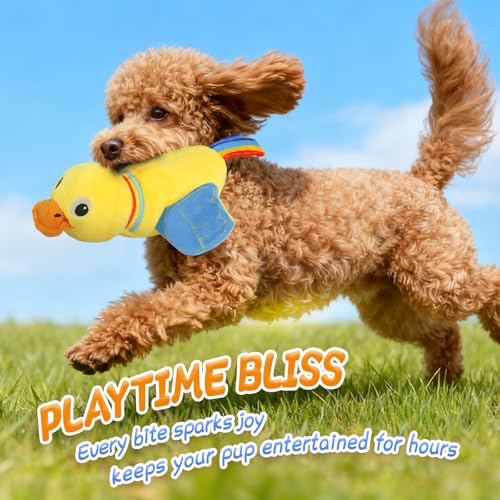 lilfrd Squeaky Dog Toys, Duck Plush Toy with Crinkle & Squeaker - Puppy Toys to Keep Them Busy, Interactive Chew for Small Medium Dogs - style: Duck