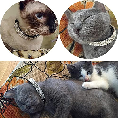 CHUKCHI Soft Velvet Safe Cat Adjustable Collar Bling Diamante with Bells,2 Pcs Black+Red - color: Black+Red