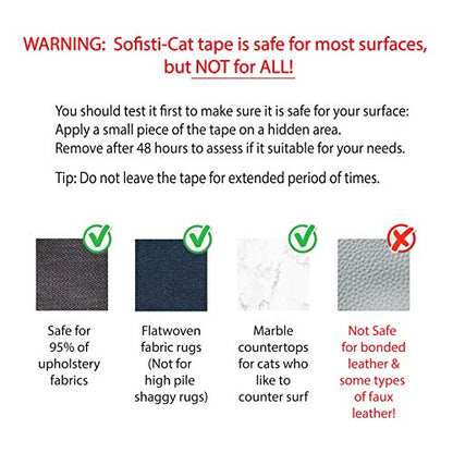 Sofisti-Cat Training Tape, Cat Tape for Furniture, Scratch Deterrent Keep Cats from Scratching Furniture with Our Double -Sided Repellent, 2.5" x 15' Roll - size: 2.5"x15' roll